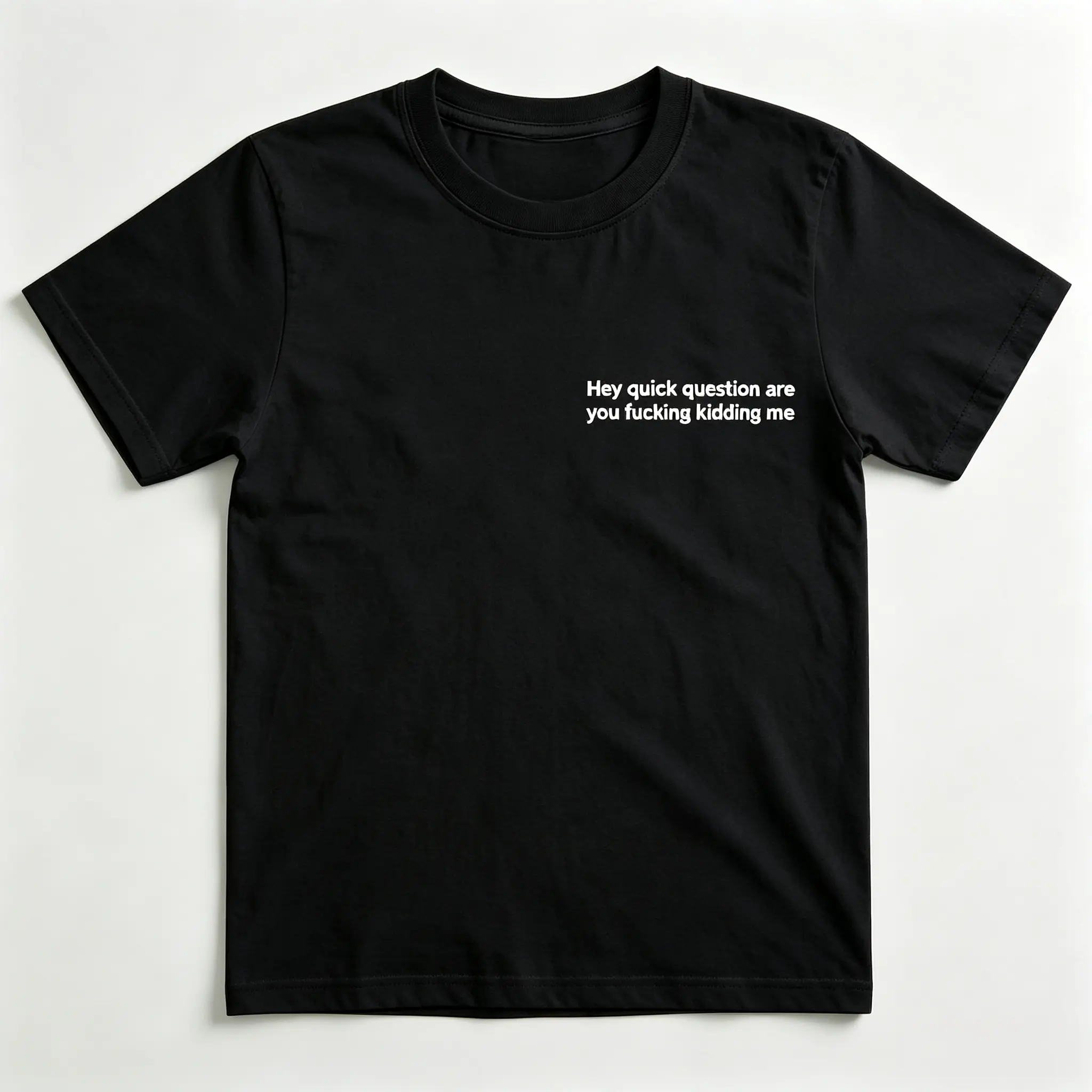 "Hey Quick Question Are You Kidding Me" T-Shirt  - Funny Graphic Tee,Men's Short-Sleeve -Perfect Fit, Funny Shirt, Crewneck, Foodie Fun Shirt