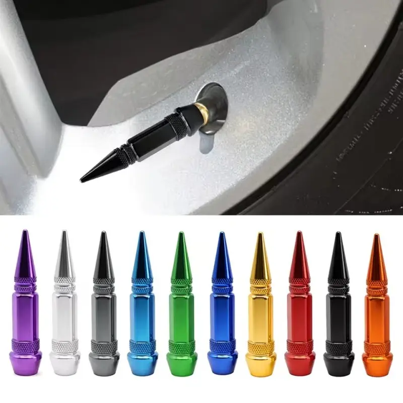 4PCS 60mm Aluminum Alloy Tire Valve Caps, Universal Fit Car Motorcycle Bike Wheel Tyre Stem Air Caps, Airtight Dustproof Valve Covers