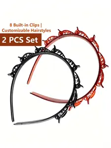2 PCS Hair Clips Headband, Must-Have Braiding Tool for Summer & Graduation 2026, Obsessed Viral TikTok Hairstyle Hack for BFFs, No More Frizzy Bangs, Customizable for Festival & Bridal Looks