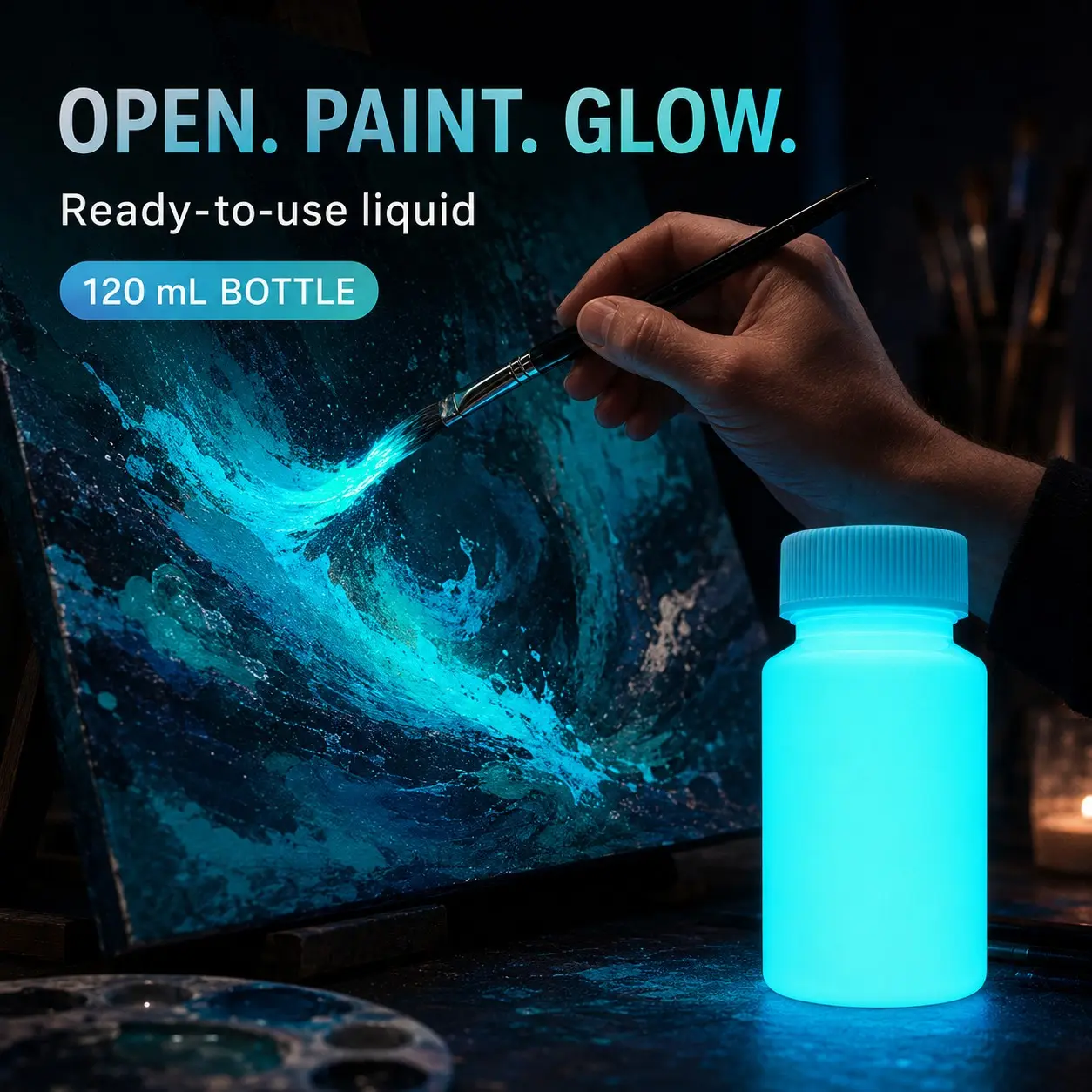 Glow in The Dark Paint, 100g Long Lasting Luminous Acrylic Paint for DIY Crafts, Halloween Decor & Creative Art