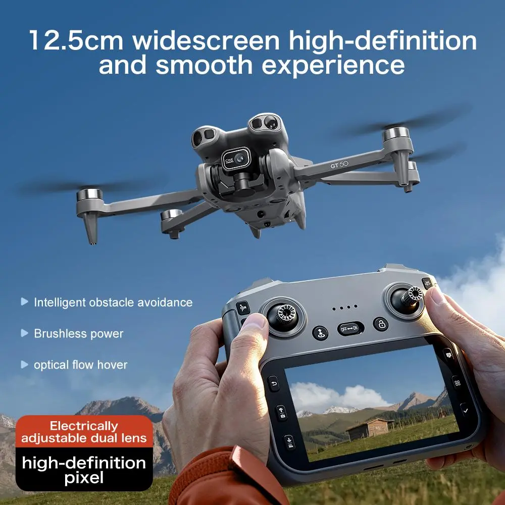 12.5CM Large Screen Remote Control Camera Drone, Foldable FPV Quadcopter for Adult Aerial Photography