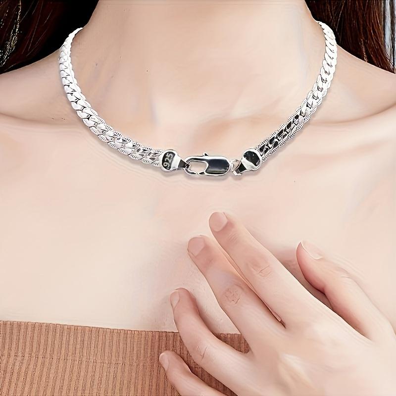 50cm/20in Sterling Silver Luxury Brand Design Necklace Chain - Silver Jewelry for Women and Men - Wedding, Engagement, Fashion Gifts