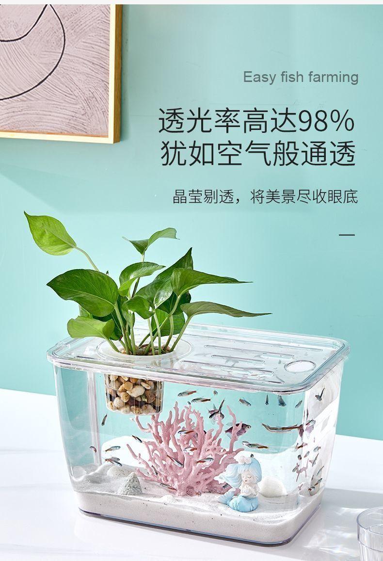 Fish tank for living room 2025 small goldfish tank acrylic ecological home aquarium small household tank