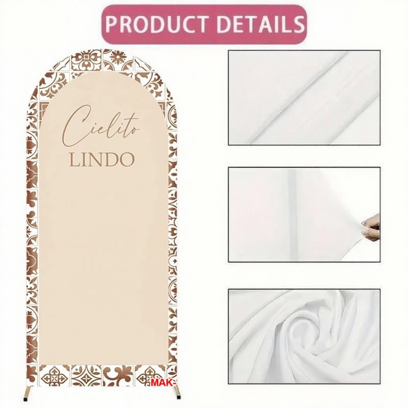 Beige Mexican Cielito Lindo Birthday Party Baby Shower Wedding Cover Double-Sided Chiara Arch Background Decor Backdrop