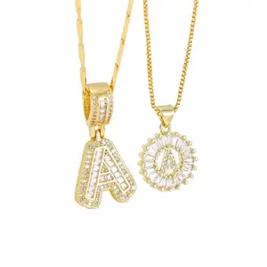 Iced Out Full Paved Zircon 26 Alphabet Letter Necklace for Women, Copper Inlaid Cubic Zirconia Real Gold/Silver Plated Floral Letter Jewelry Set, Ideal Gift for Girlfriend & Mom