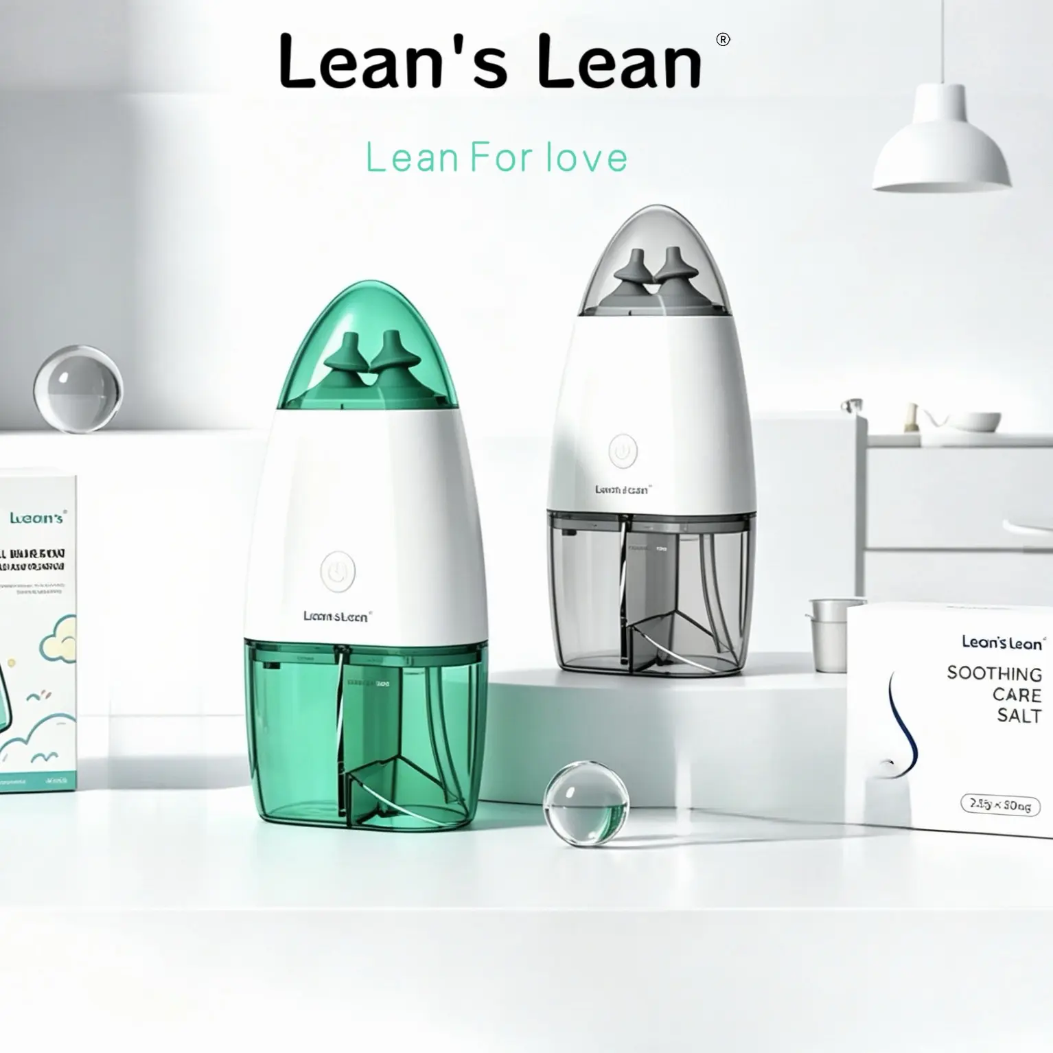 Leanislean Electric Nasal Irrigator, Dual Soft Silicone Nozzles, Anti-Backflow, USB Charging, for Adults & Kids, Allergy Relief
