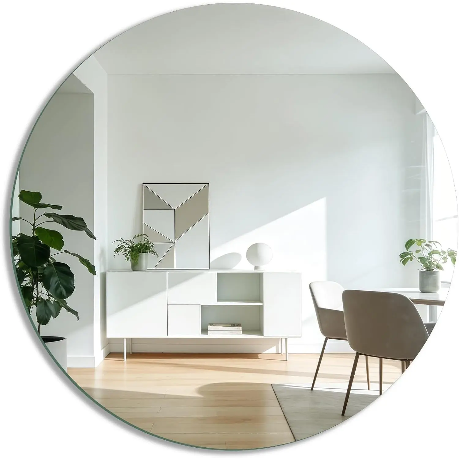 10 inch Frameless Glass Round Mirror for Wall Decor, 2mm Thin Thick | High Clear No Distortion Glass Circle Mirror for Bathroom,  Decor, Round Mirror Tray Plate Panel for Table Centerpiece