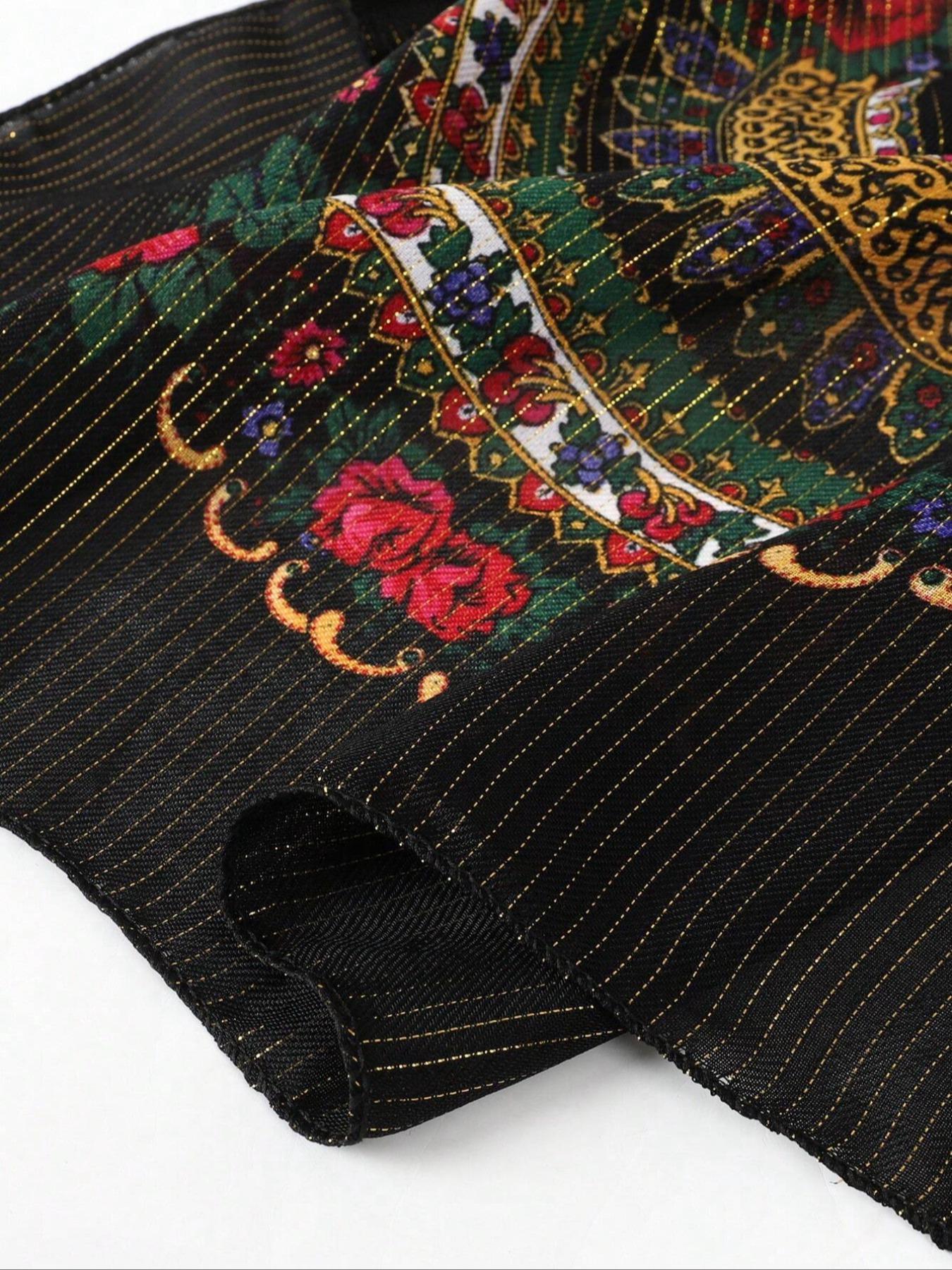 1pc Women's Elegant Multicolor Fashionable Gold Thread Printed Multifunctional Scarf For Gift Giving, Bandana Bandana,Hair Band,Head Band Ideal For Dressing Up Your Look, Boho Style Shawl, Turban Hijab, Tignon Scarf