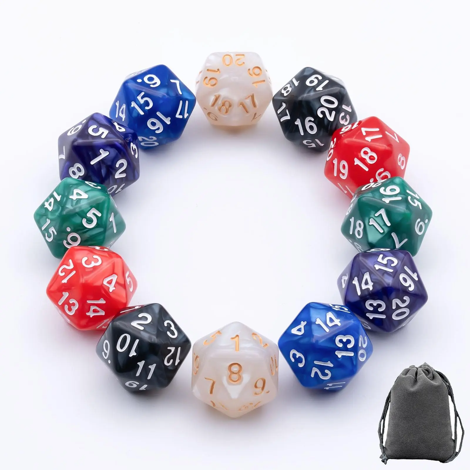12 Pieces D20 Spindown Dice Set in 6 Colors, Bulk Dice, Perfect for Gaming Enthusiasts, High-Quality Design, Ideal for Role-Playing Games