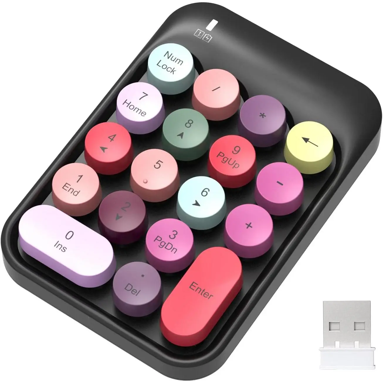 Silent Switch Numeric Keypad 18 - 2.4G Cableless Portable Wireless USB External Numeric Keypad with USB Receiver, Automatic Sleep Function, Financial Accounting Keyboard Extension for Laptop Desktop PC (Black Mix), Silent Switch Numeric Keypads