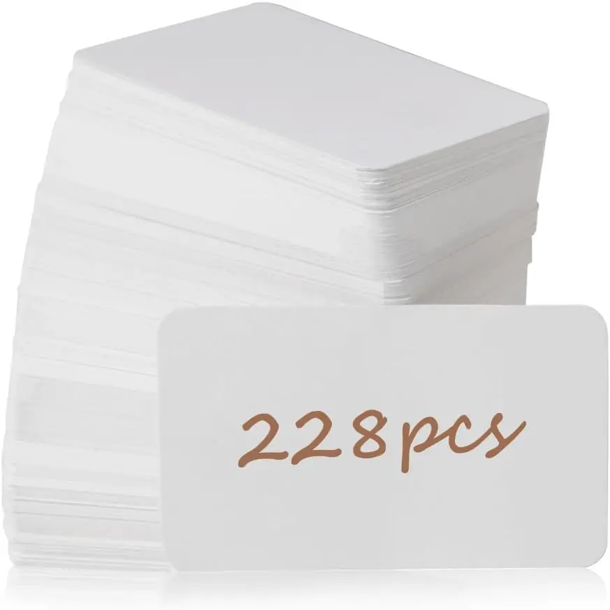 DIY White Business Cards, 228-Count, 3.5"x2.2" 300 gsm Thick Paper-Based Cards, Double-Sided Blank Surface, Multi-Use for Office Stationery, Students