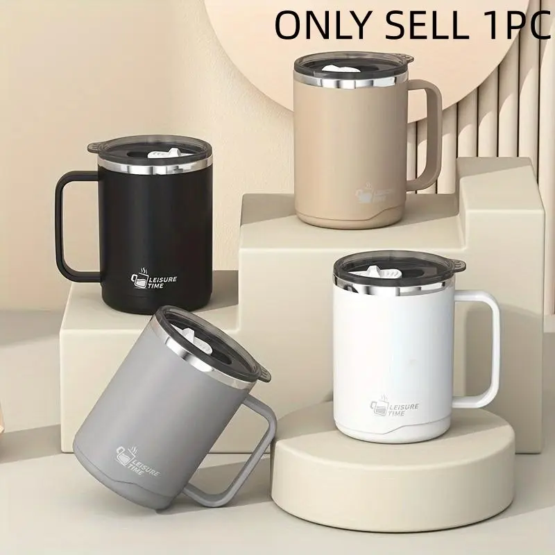 1 piece Stainless Steel Shatterproof Infusion Mug with Lid, Stylish Water Cup for Office Tea Brewing, Milk Cup for Dormitory & Coffee Mug for Workplace