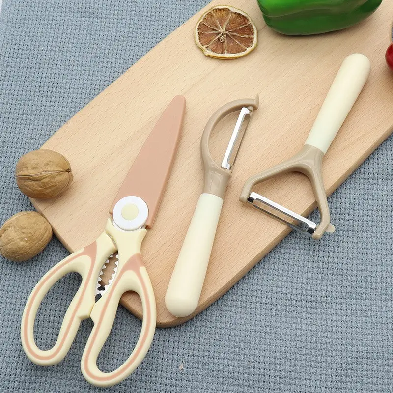 Home Kitchen Scissors Set, Three-Piece Peeler Kit, Multi-Functional Chicken Bone Cutter, Stainless Steel Kitchen Tools