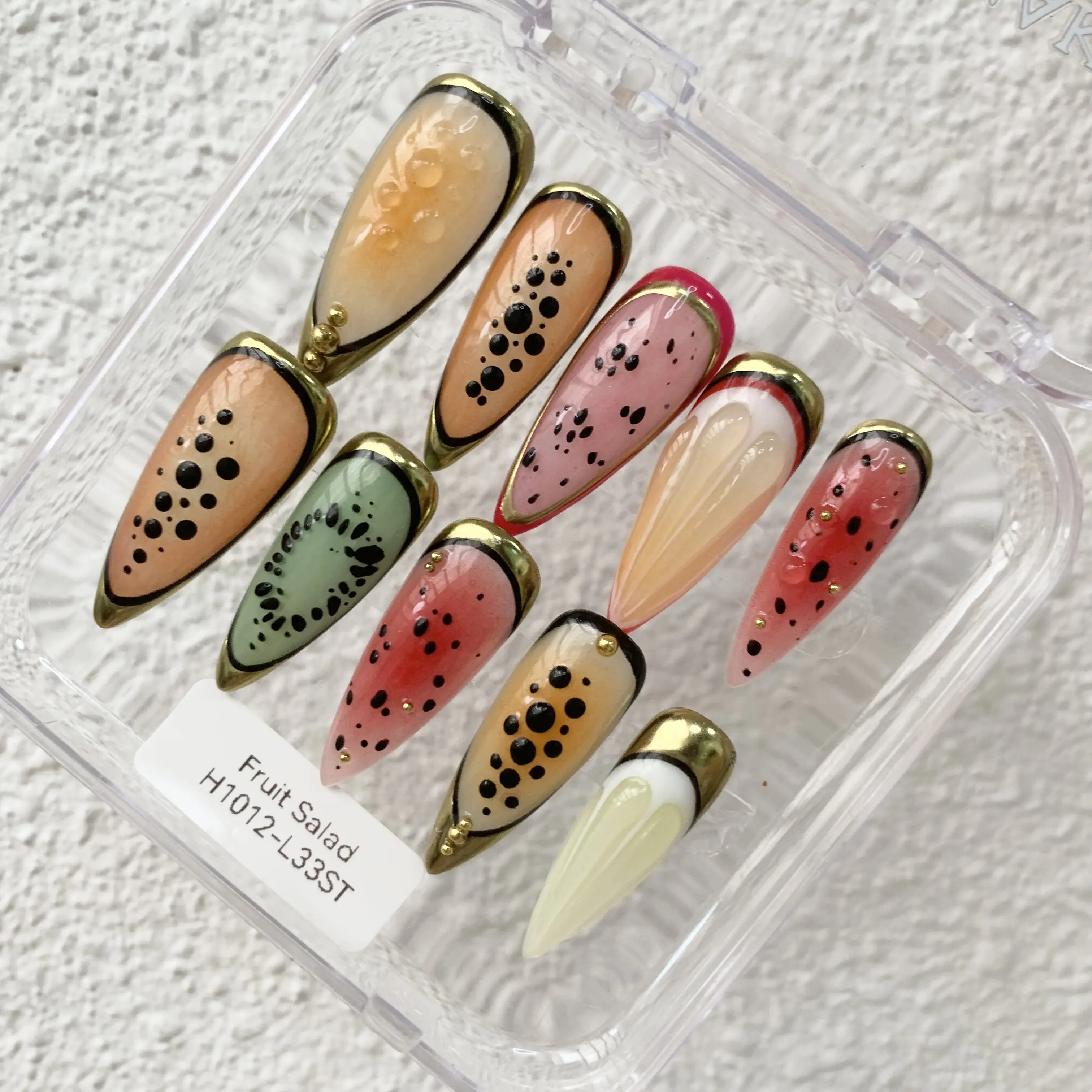 Handmade Press On Nails Kit, Reusable & Secure Summer Beach Style, Apply in 5min, Full Cover Fake Nails in Various Sizes for Vacation Art