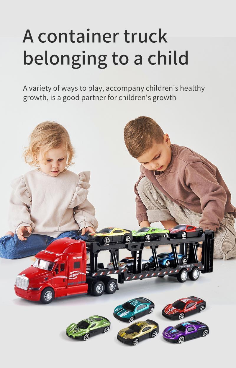 Alloy Toy Car Big Truck Container Truck Transporter Boy Model Set Christmas Halloween Gift