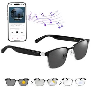 Bluetooth Glasses, Smart Audio Glasses with Auto-Tinting Lenses, Open-Ear Surround Sound, Magnetic Charging, 6H Long Battery Life, Voice Assistant & Touch Control for Cycling, Travel & Weekend Getaways