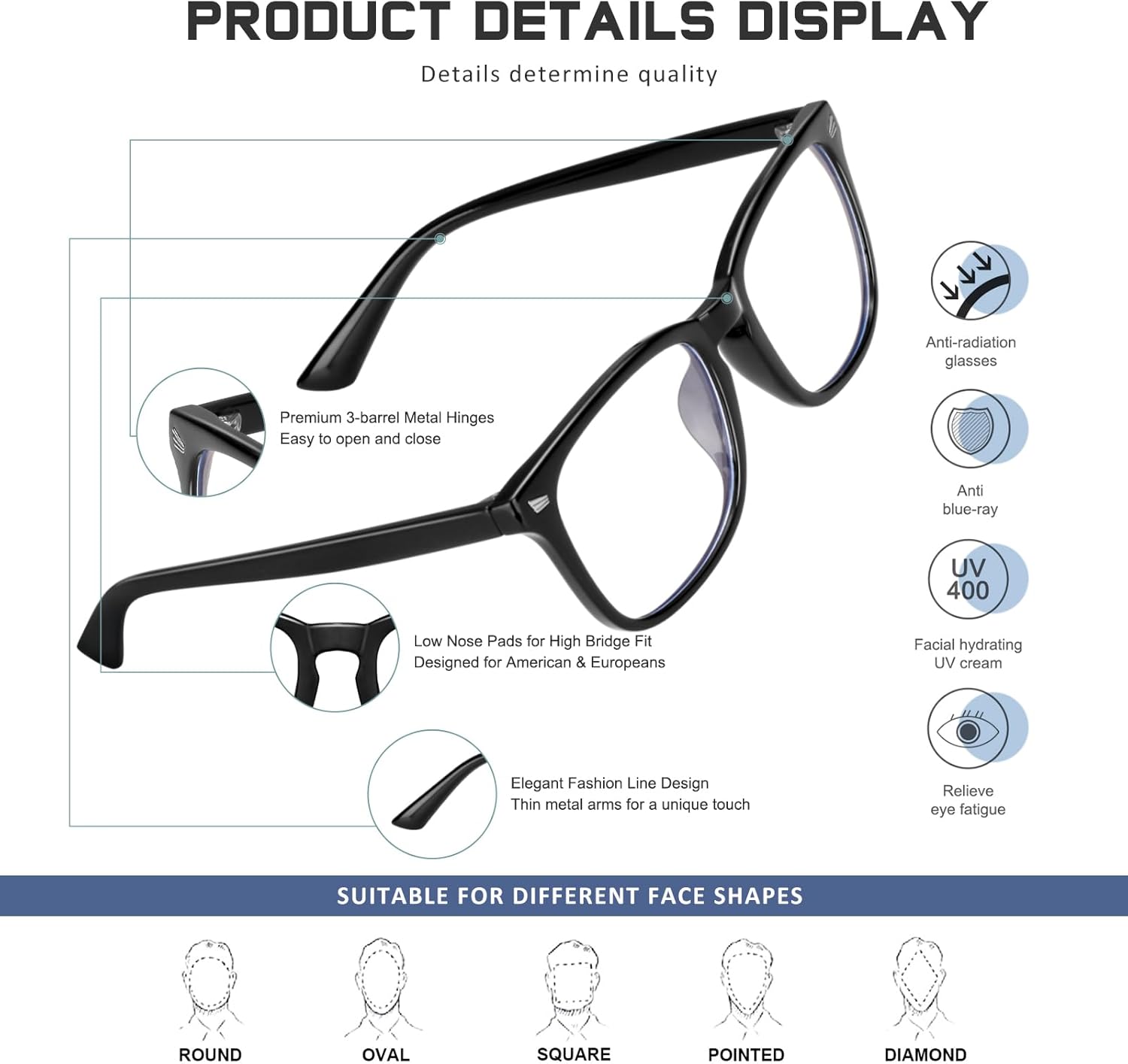 Reading Glasses for Women Men - Anti Glare Blue Light Blocking Glasses,Classic Square Frame ,Sturdy Eyeglasses,Floral Eyewear Reading Glasses for Women Men - Anti Glare Blue Light Blocking Glasses,Classic Square Frame ,Sturdy Eyeglasses,Floral Eyewear