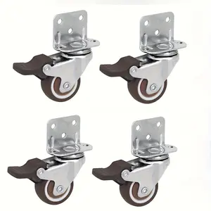 Soft Rubber Wheel Swivel Caster, 4 Counts/set 1/2 Inch 360° Furniture Caster, Household Castor for Platform Trolley Chair, Universal Castor
