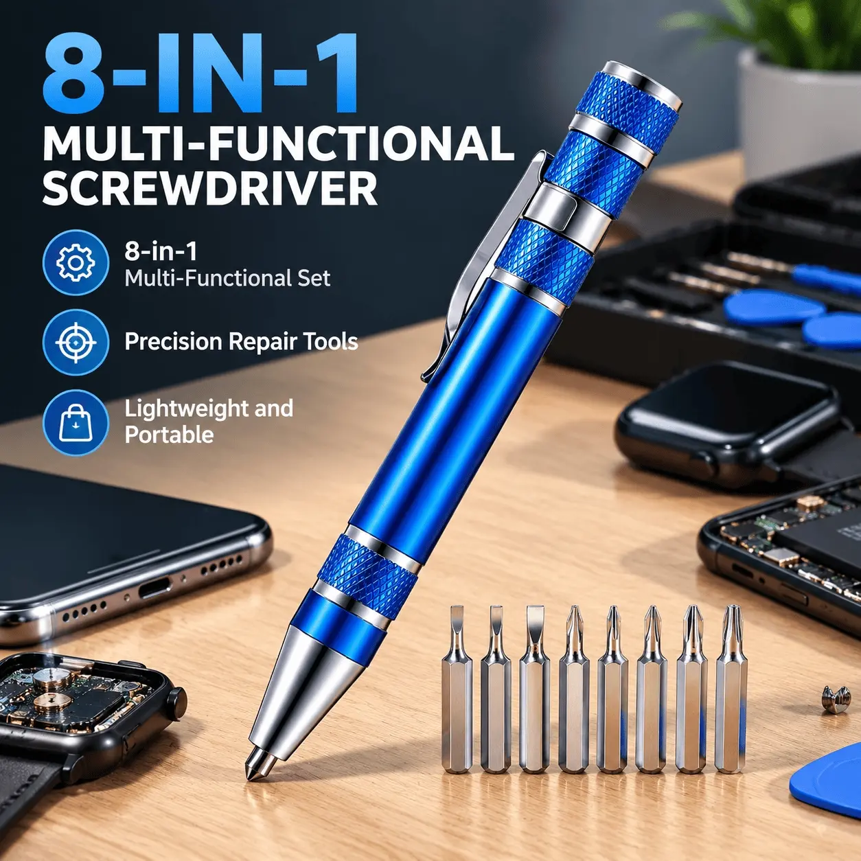 1 Piece Portable Precision Screwdriver Set, 11 X 1.3 X 1.5cm, Compact Aluminum Alloy Small Screwdriver Set, Ideal for Electronics Repair, Workshop