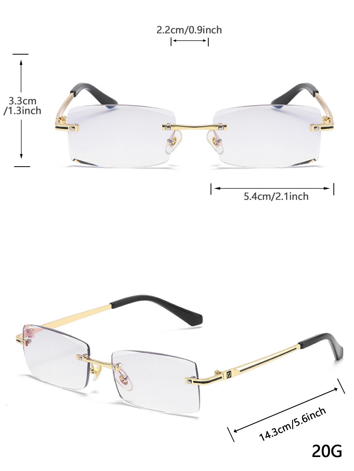 1-Pair Men’s Square Semi-Rimless Anti-Blue Light Glasses – Lightweight Simple Design, Ideal for Daily & Work Wear