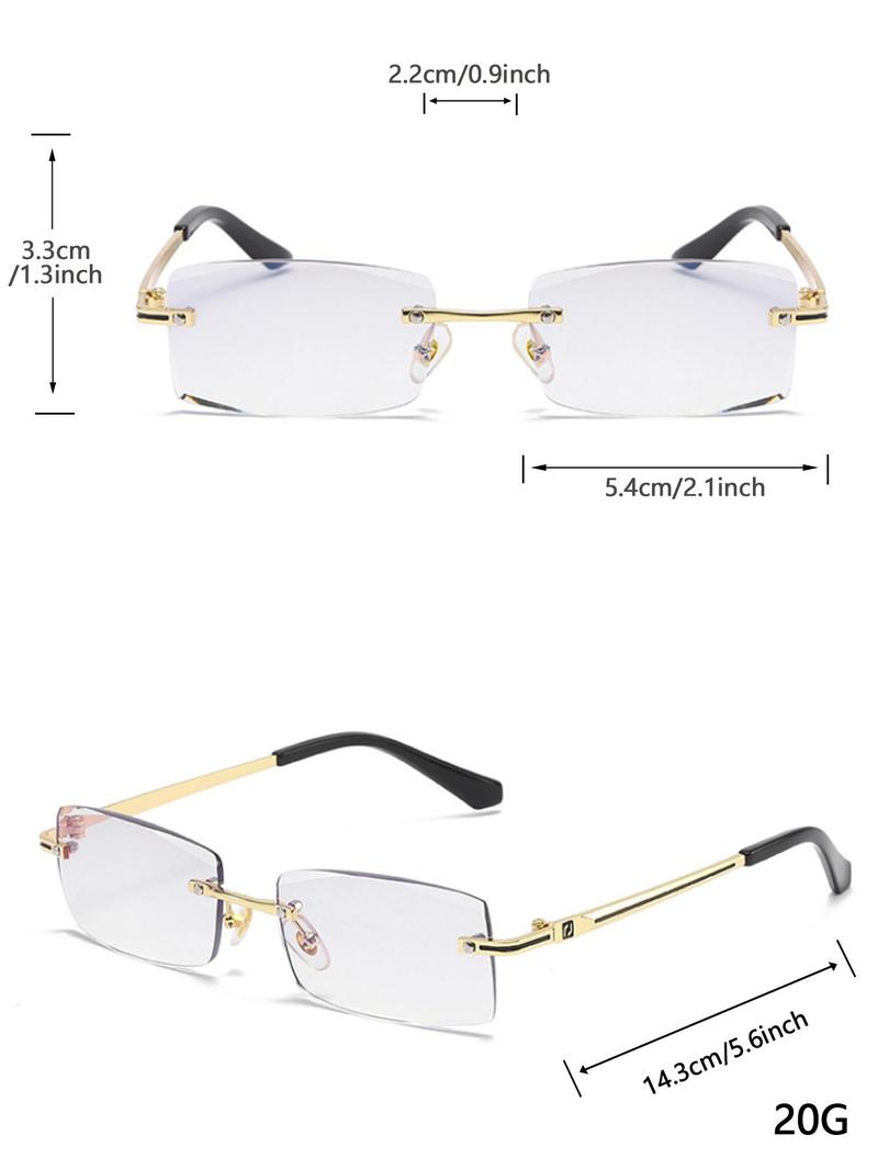 1-Pair Men’s Square Semi-Rimless Anti-Blue Light Glasses – Lightweight Simple Design, Ideal for Daily & Work Wear