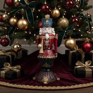 Classic Red & Gold Nutcracker Statue | Christmas decorations for home | Hand-Painted Resin Christmas Figurine | Traditional Holiday Decor for Home | Office & Fireplace Mantel, Perfect Thanksgiving & Xmas Gift | home decor