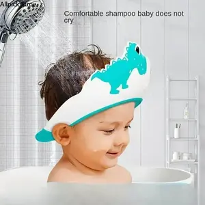 Creative Dinosaur Pattern Waterproof Hair Cap, Adjustable Silicone Ear Protection, Home Use Magic Waterproof Hair Cap, Shower Cap