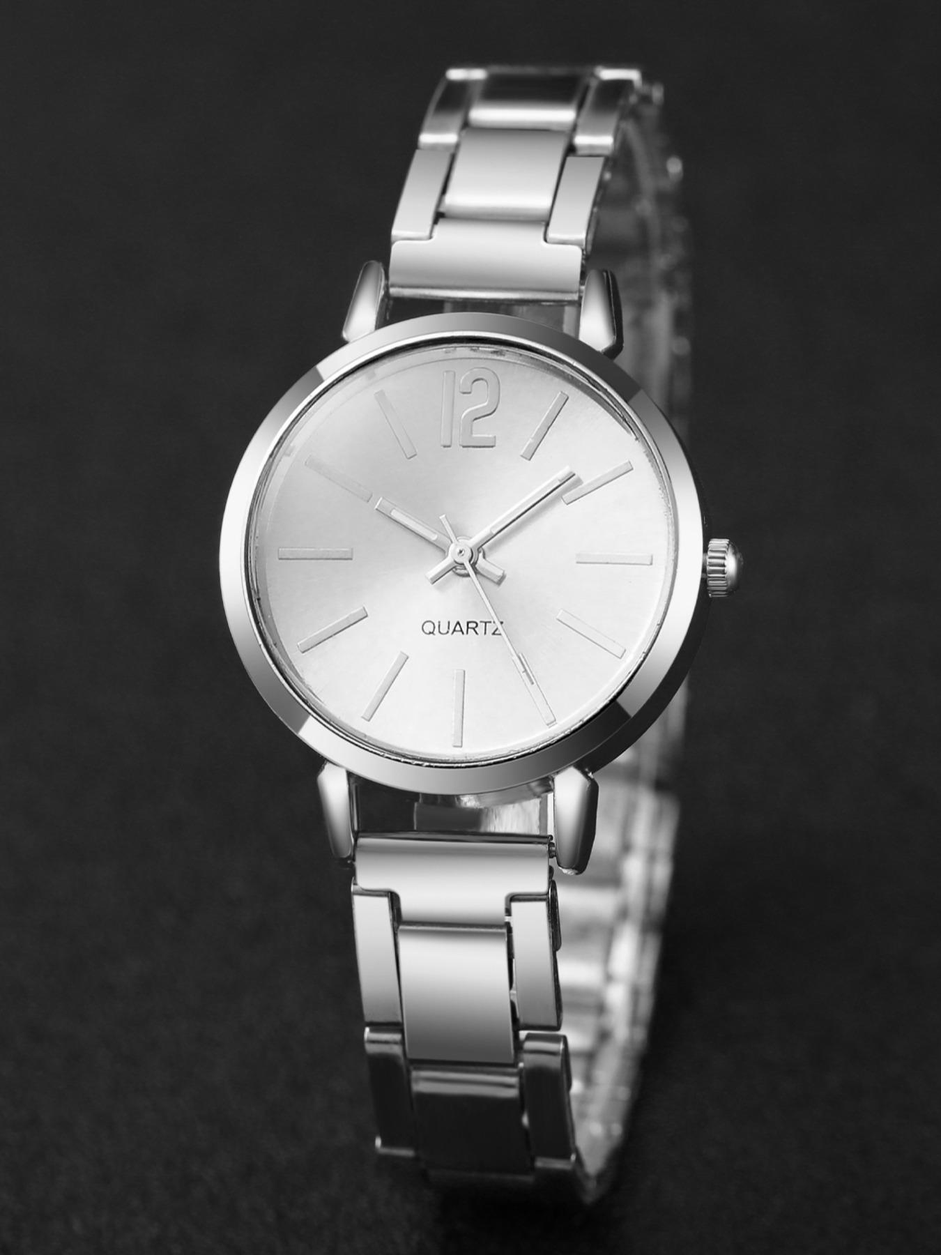 Women's Fashion Simple Round Dial Analog Quartz Watch, with Metal Strap without Box, Watch Clothing Decor, Summer Trendy All-match & Exquisite Watch