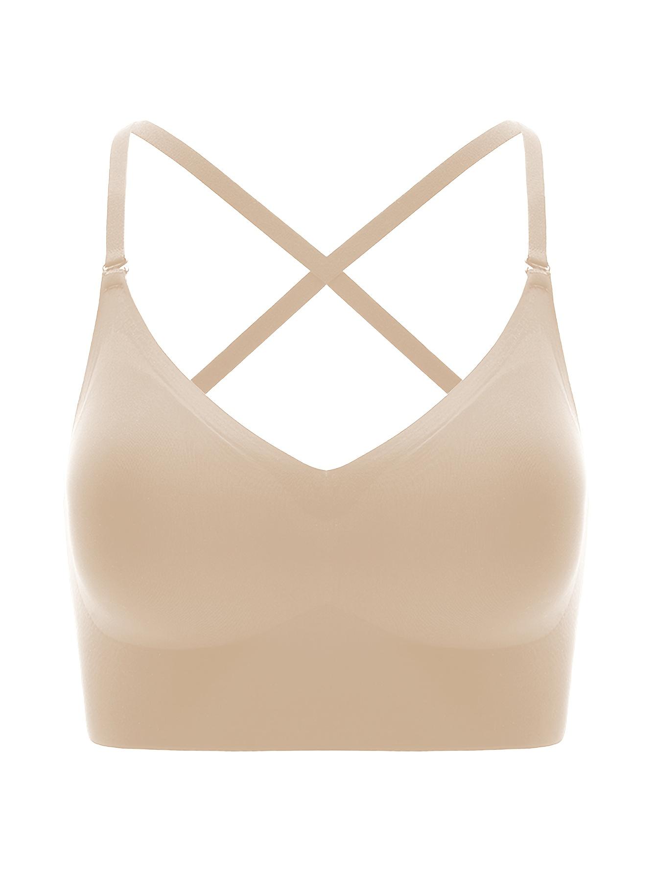 1-Pack Multi-Style Backless Bra for Women with Small Chests, Push-Up U-Shaped and X-Shaped Backless Design, Detachable Straps, Seamless