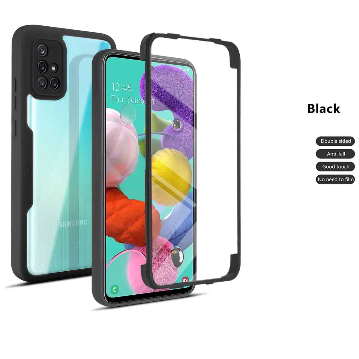 Shockproof Full Coverage Phone Case for Samsung Galaxy A21S A51 A71 4G 360° Protective Cover for Samsung A10S A20S A20 A30 Transparent Screen Protector, Anti-Drop Armor Case