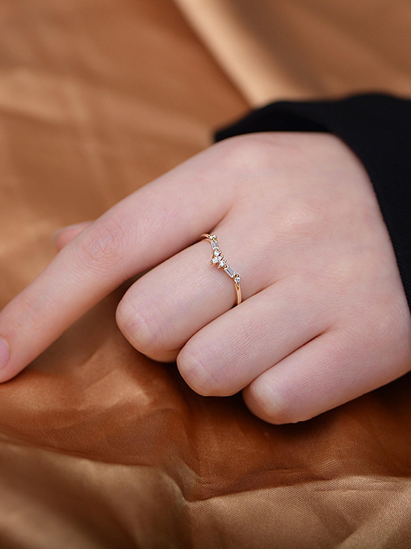 S925 Sterling Silver Crown Design Artificial Zircon Inlaid Ring, Fashion Accessories for Women & Girls, Trendy All-match & Exquisite Jewelry for Birthday Gift