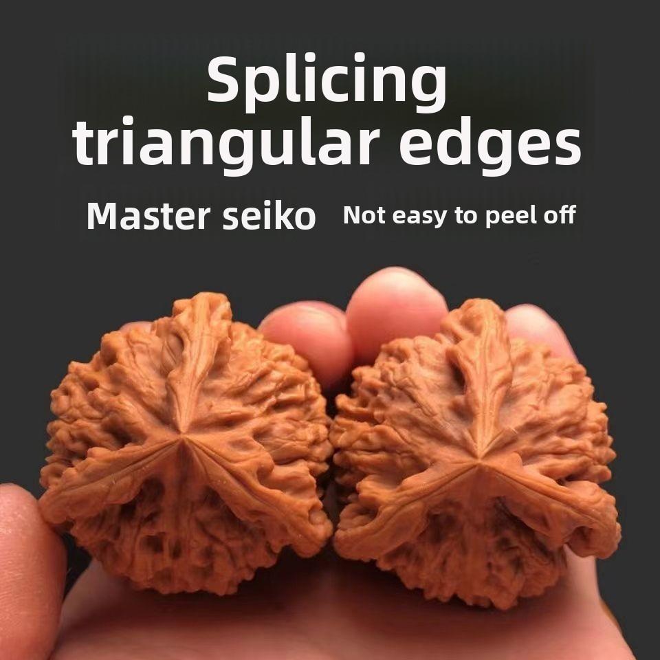 Peach Core Three-Sided Walnut No Splicing Lion Running Three-Path Stem Irregular Shape Toad Head Kirin Pattern Decor Ornaments