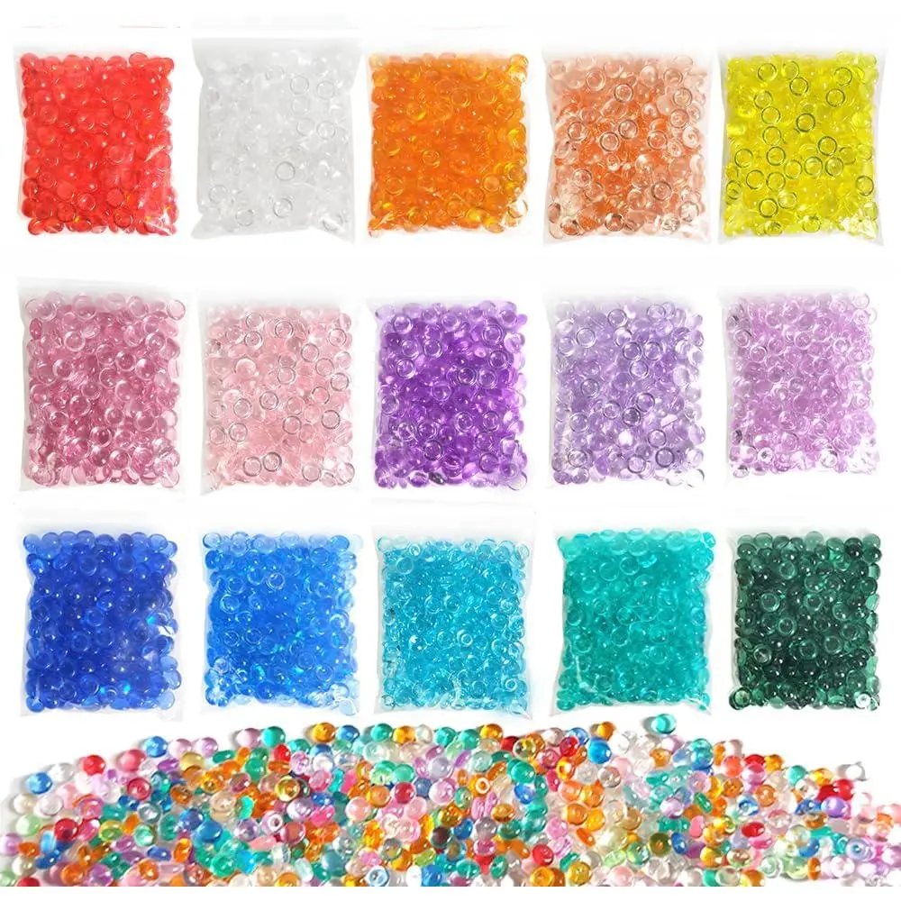 15 Packs 15 Colors 7mm  Fishbowl  Beads, 2800 count | 15 Colors, Vase Fillers, Sensory Bin & Makeup Brush Holder Fillers, Ideal for Crunchy DIY  Arts & Crafts