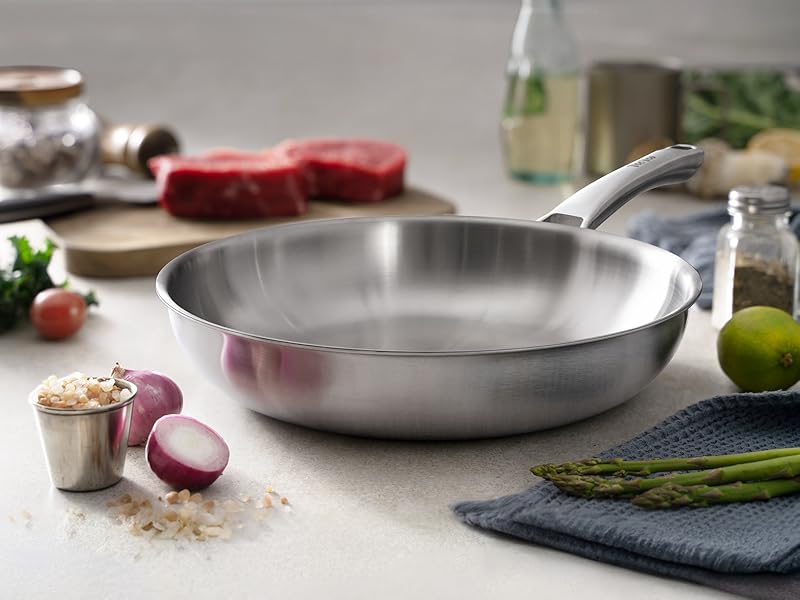 Stainless Steel Cookware Set,Tir-Ply Pots and Pans Set,10 Pcs Stainless Steel Induction Kitchen Cookware Sets,PFOA Free, Frying Pans,Saucepans,Saute Pan & Stock Tagine Pot,Compatible with All Cooktops