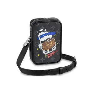 Louis Vuitton Danube Holiday Collection PPM Comic Print Coated Canvas Shoulder Bag for Men, Black