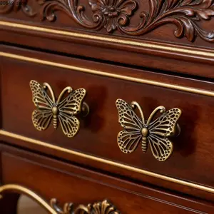 6PCS Vintage Butterfly Drawer Handles, Hollow Out Carved Cabinet Pulls for DIY Furniture Upgrade, Retro Metal Hardware Knobs for Wardrobe, Drawer, Jewelry Box & Home Decor Projects