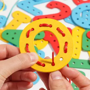 Alphabet and Number Lacing Game, Wooden Educational Toy Children's Hand-Eye Coordination, Cute Gift Birthday, Christmas, Easter, Thanksgiving,