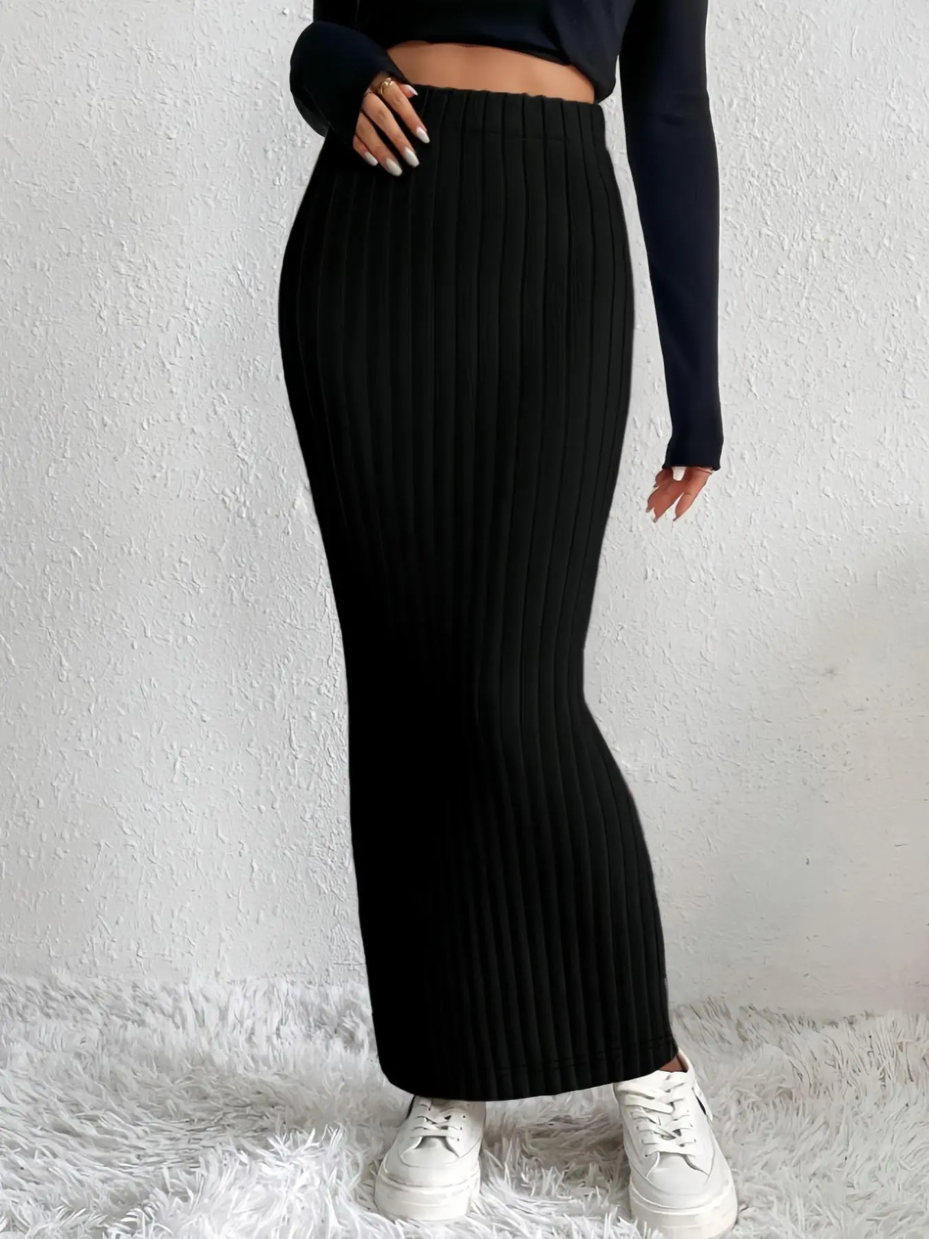 Women's Casual Warm Straight-Leg Mid-Length Skirt, Fall Winter Fashion, Versatile Single Piece, Comfortable and Stylish