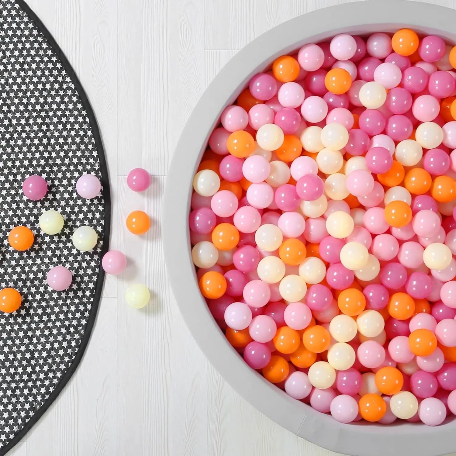 Ball Pit Balls for Toddler, Baby Plastic Playballs Kids Soft Pastel Pelotas Non-Toxic BPA-Free 3pink+Orange+Yellow, 100 Ballsfidget toys