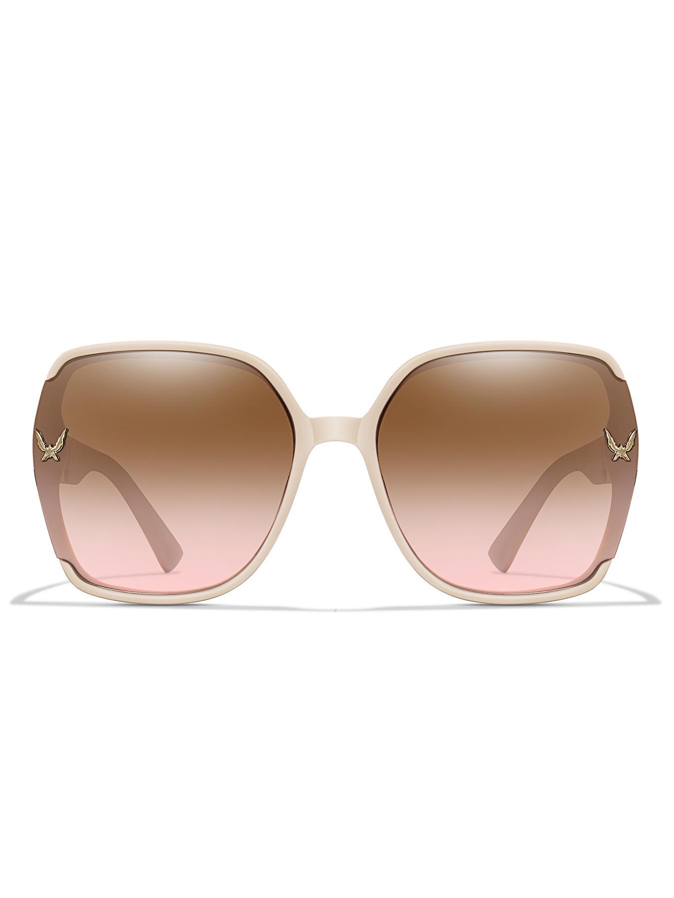 Trendy Large Frame Sunglasses, Tinted Lens Sunglasses with Box & Gift Packaging, Fashion Accessories for Women & Girls for Travel Use, Stylish Glasses