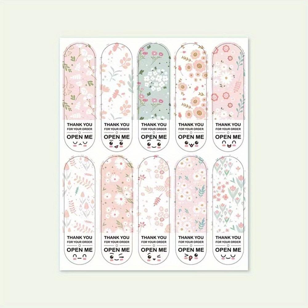 Floral Pattern Thank You Sticker, 100pcs/pack Package Sealing Sticky Label Sticker, Self Adhesive Stickers, Gift for Small Business