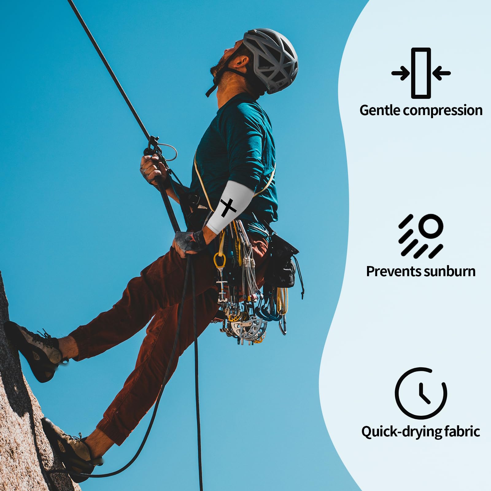 Cross Arm Sleeves 2 Pairs Polyester Religious Compression Cooling Arm Sleeves for Men Women Football Basketball Baseball Running Cycling Outdoor Activities Sleeve with Piping