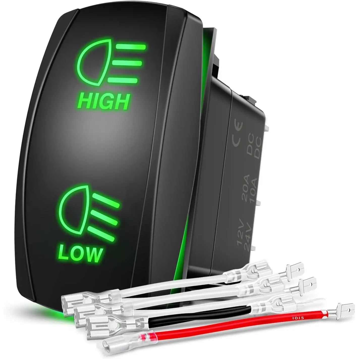 Nilight High Low Beam Headlights Rocker Switch Toggle On/Off/On DPDT 7Pin 12V 24V High/Low Jumper Wires for Cars Trucks Caravans Trailer Tractor RV SUV ATV UTV,2 Years Warranty