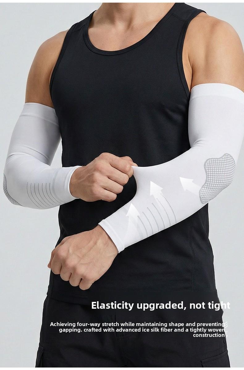 Ice Silk Sun Protection Sleeves for Men & Women Summer Outdoor Cycling Fitness Elastic Sleeves with Mesh-like Pattern for Comfort