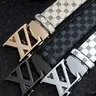 Men's Alloy Automatic Buckle Belt, Fashion Belts, Classic Printed Belts, Casual Fashion Print Waistband, High-End Lightweight Design, Versatile Pants Strap, Belt With Buckle, All Seasons