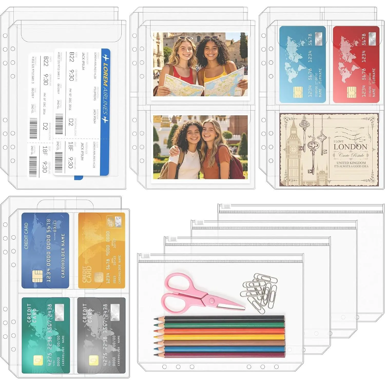 12 count A6 Binder Pockets, 6 Holes Budget  Envelopes