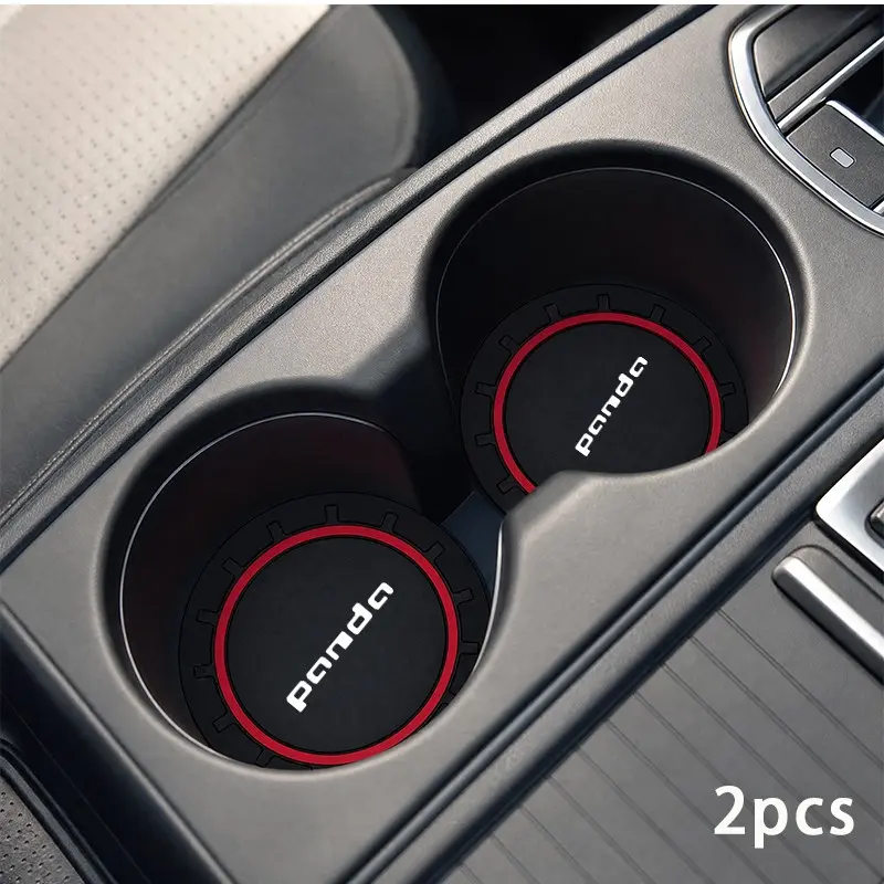 Fiat Panda Car Cup Holder Mat, Soft Silicone, Anti-Slip, Waterproof, Easy to Clean, Durable, 2pcs Set, Non-Deforming, Long-Term Use
