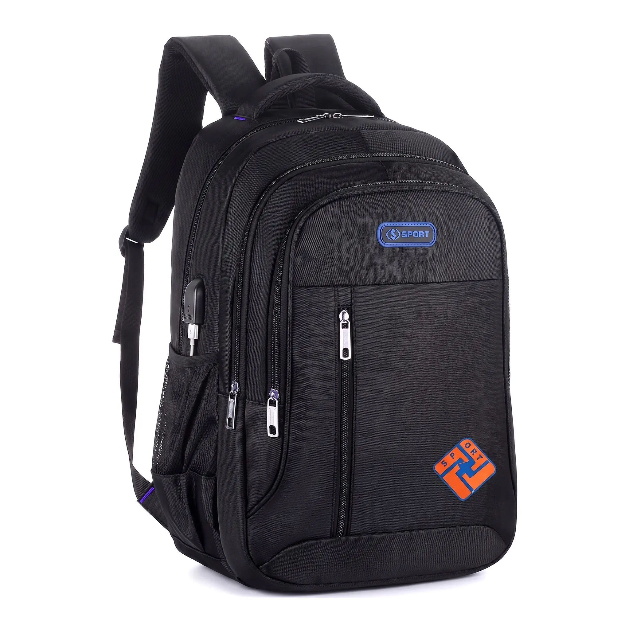 Men's 14-Inch Laptop Backpack, Chic Nylon Oxford Fabric Dual Compartment Daypack with USB Port, Solid Color Everyday Carry Bag for Campus Life, Casual Business Use, Dual Compartment Backpacks, Durable Backpacks