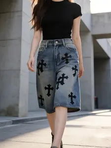 Women's Casual Wide-Leg Seven-Eighths Jeans, Loose-Fit Non-Stretch Denim Jeans, Perfect for Dates, Concerts, Parties, Holidays