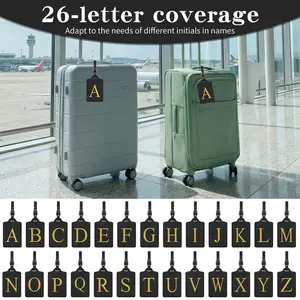 26 Alphabet Letter Pattern Luggage Tags with Adjustable Strap, Simple Style ID Address Holder Bag Identifier,  Ideal Back to School Essential